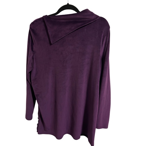 PENNANS Plum Velour Cowl Neck Top Sz L Rhinestone Sophisticated Quiet Luxury - Picture 14 of 15